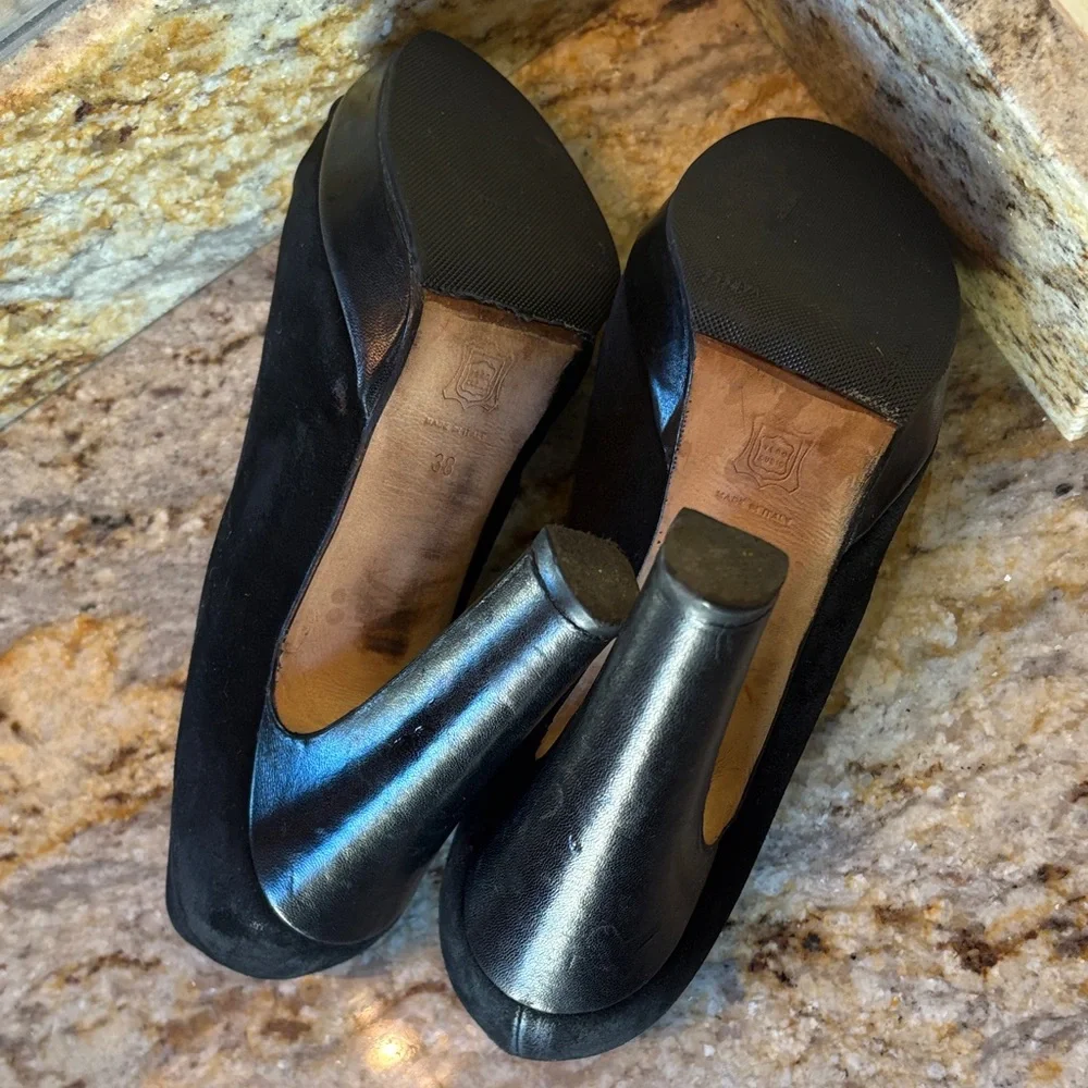 Vintage Luca Luca Black Suede Peep-Toe Heels - Picture 4 of 4